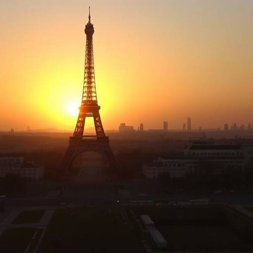 Eiffel Tower at sunset, Paris, France