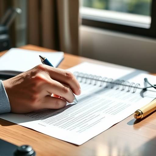 Hands reviewing legal documents and permits at a desk