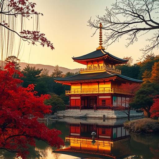 Kinkaku-ji (Golden Pavilion) in Kyoto, Japan during autumn